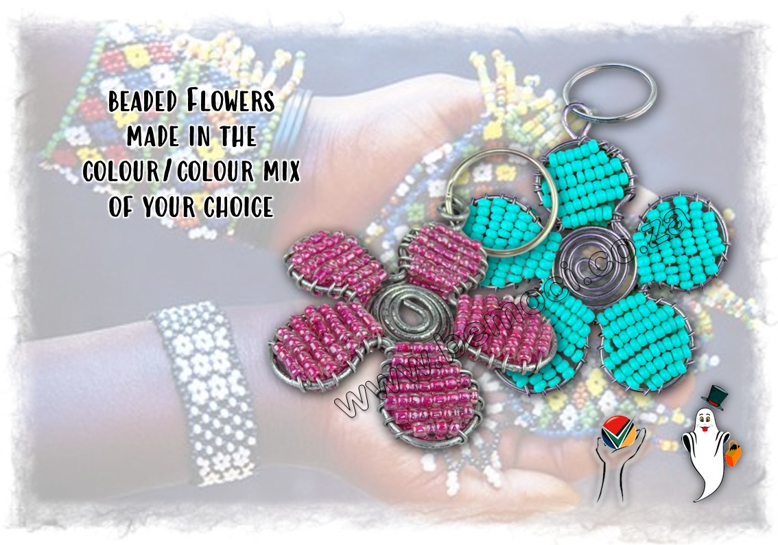 Beaded Flower Keyrings. Beaded Flower Gift Tags. Beaded Flower Charms