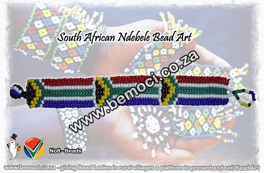 Beaded Bracelets, SA South Africa Flag