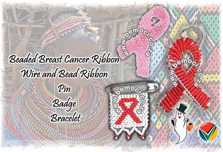 Beaded Breast Cancer Ribbons Bracelets Pins