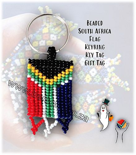 Beaded South Africa Flag Keyrings Gift Tags Bag Charms