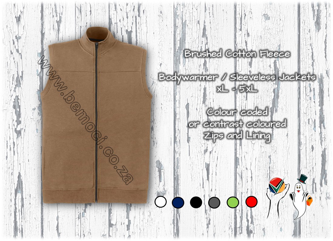 Cotton Fleece Bodywarmers, Brushed Cotton Bodywarmers