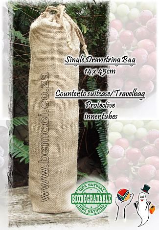 Single Bottle Hessian Jute Burlap Drawstring Wine Bag, Rustic Eco-friendly Wine Pouch with Cinch Closure, Natural Fiber Gift Packaging