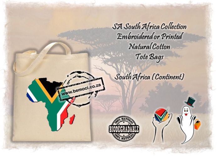South African Flag 100% Cotton Tote Bags Africa Print