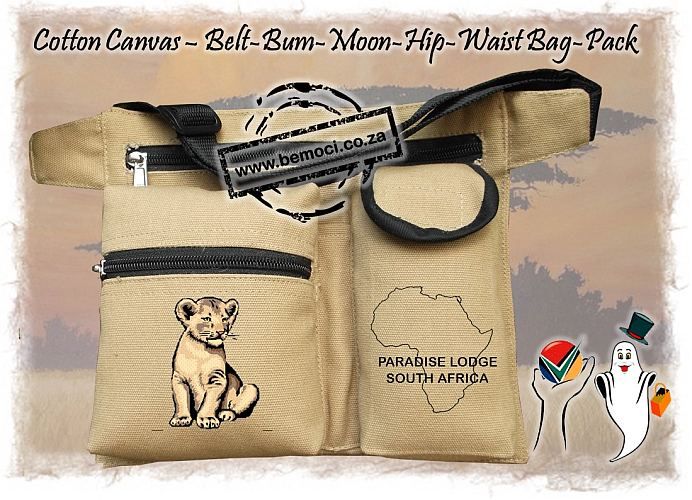 Cotton Canvas Fanny Pack Embroidered Cute Lion Cub