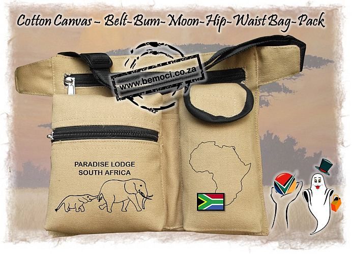 Cotton Canvas Belt Bag or Pack Embroidered Majestic Ellie Mama and Calf