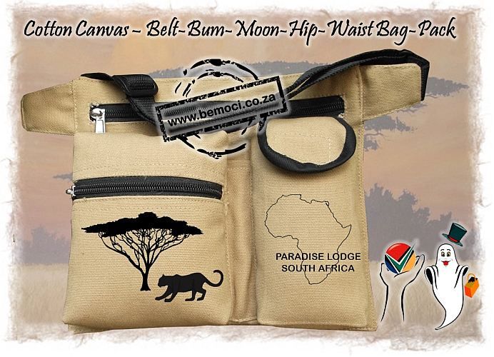 Cotton Canvas Bum Bag Embroidered Prowling Leopard