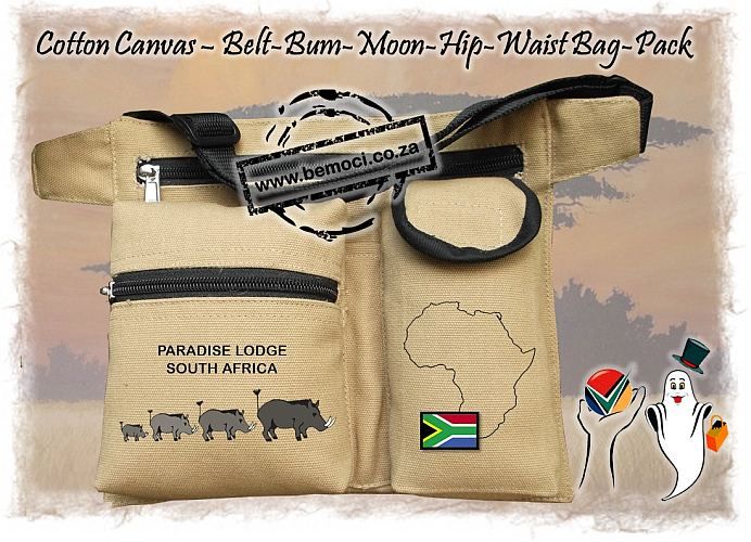 Cotton Canvas Hip Bag or Pack Embroidered Marching Warthog Family