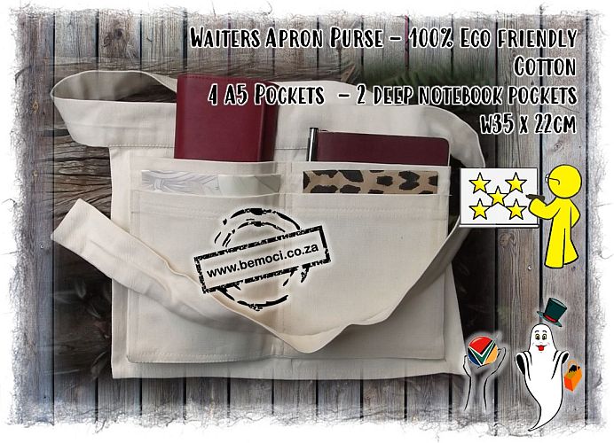 Natural Cotton Waiters Purse Money Pouch with roomy pockets