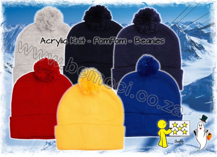 Knitted Beanies with Pom Pom