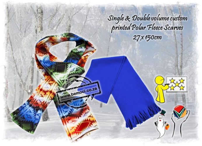 Custom Printed Polar Fleece Scarves for Fan and Sports Clubs and Teams, Schools and Business