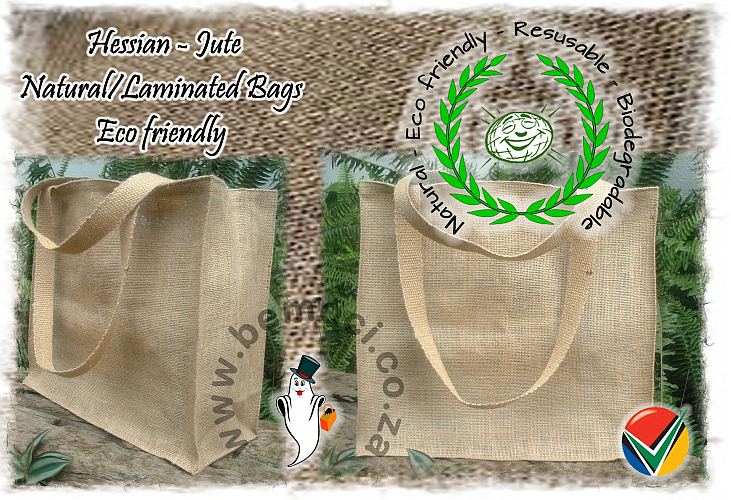 Laminated Hessian Tote Bags, gusseted