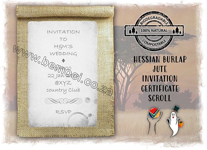 Invitation / Certificate Scrolls, Hessian Jute Burlap