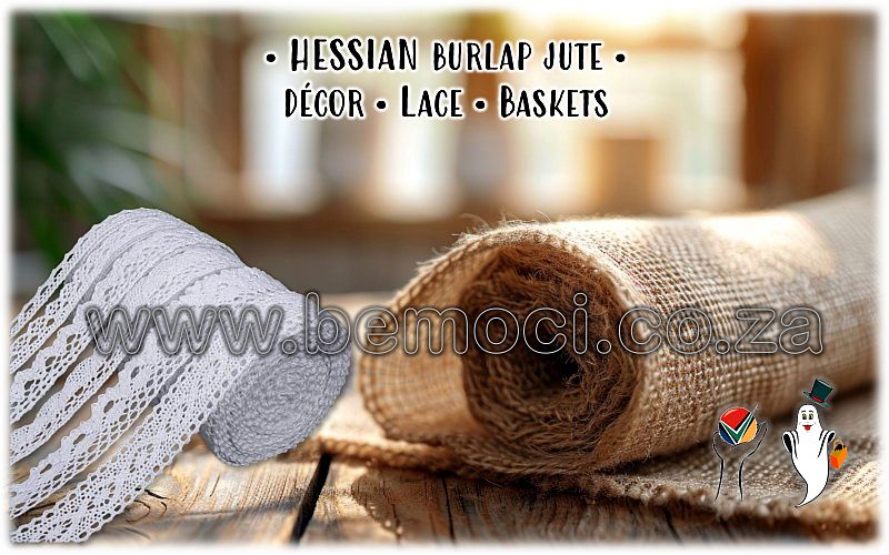 Hessian & Lace Rustic Jute Burlap Baskets