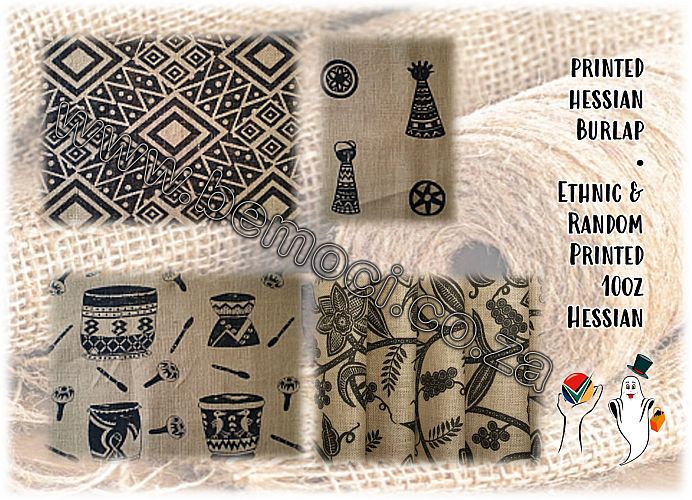 Hessian Burlap Ethnic Printed Fabric