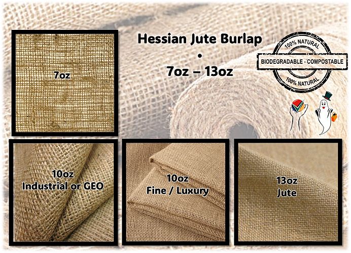 Hessian Burlap Jute Fabric, 7oz - 13oz