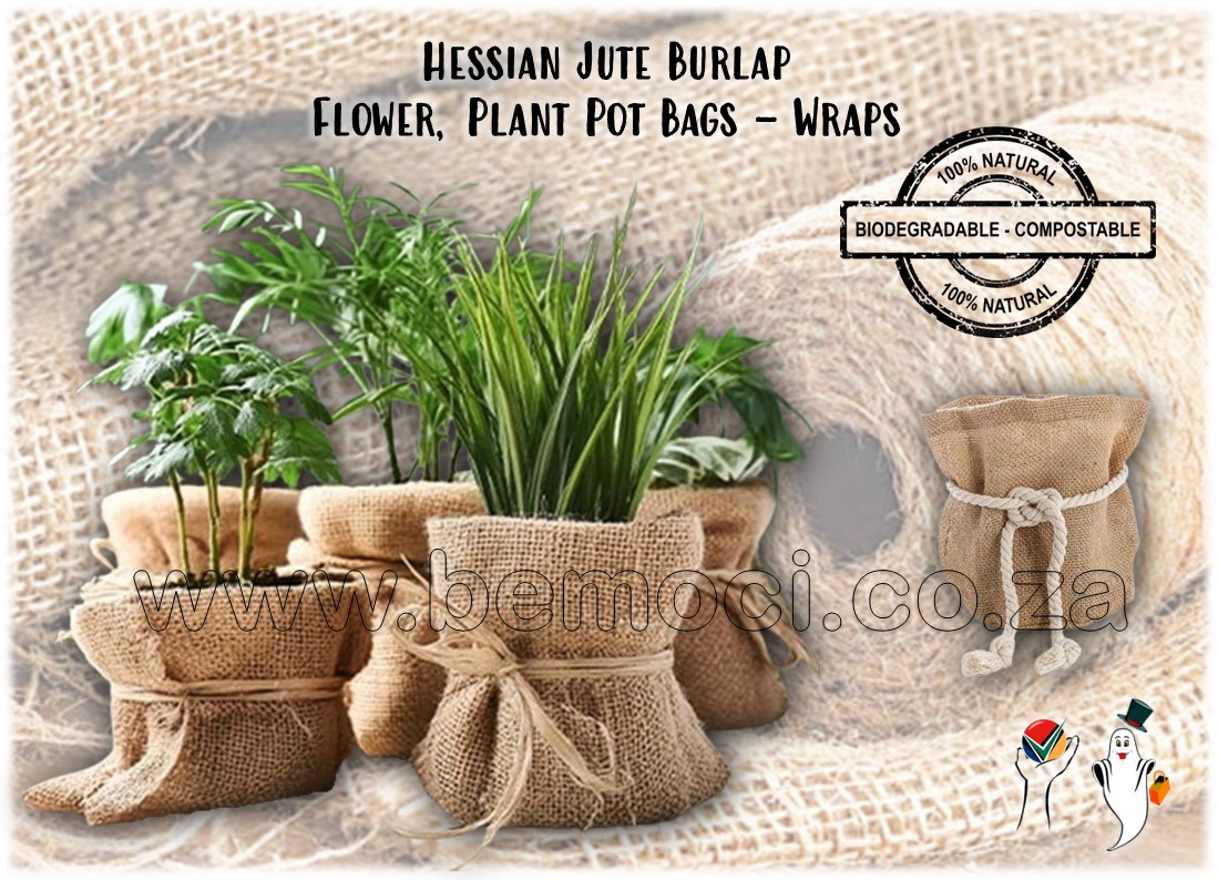 Hessian Burlap Jute Flower Plant Pot Bags Covers Wraps