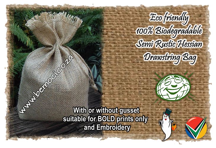 Hessian Jute Burlap Drawstring Bags, Semi-Neat Finish