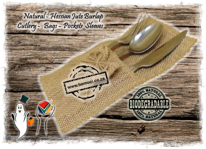 Natural Hessian/Burlap/Jute Cutlery.Utensil Bags Pockets/Sleeves, re-usable, washable customized & personalized