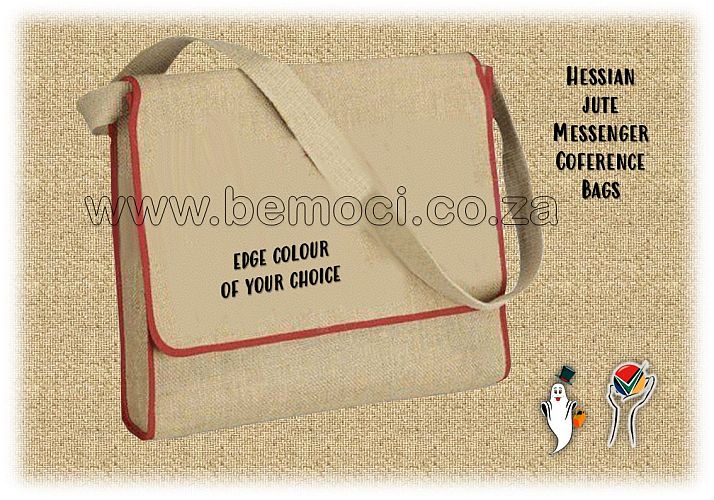 Hessian Jute Burlap Messenger Bags, Conference Bags with Contrast Edging