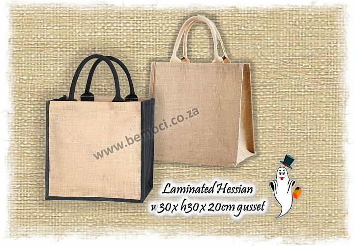 Hessian Tote Bags, Laminated Hessian Jute Burlap, Conference Tote Bags, 30x30x20cm
