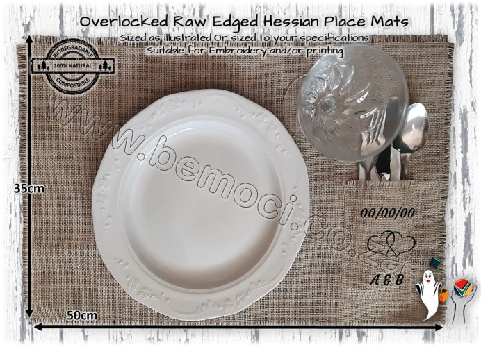 Placemats, Hessian Jute Burlap, Customized Personalized Custom Printed/Embroidered