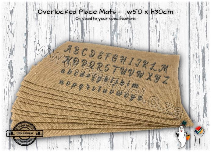 Hessian Jute Burlap Placemats, Embroidered