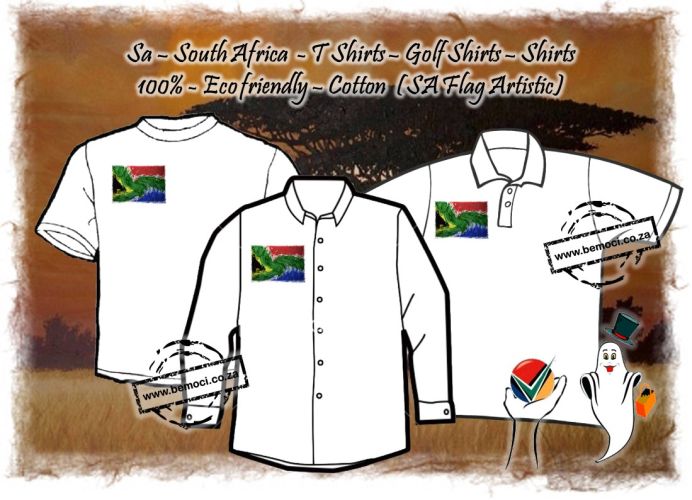 South African Flag, Heritage Day T-Shirts, Golf-Shirts, Shirts printed Artistic Flag