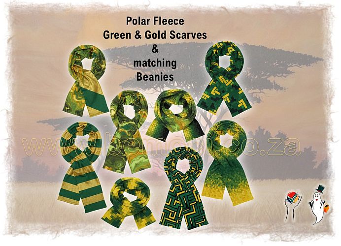 Green and Gold Beanies and Scarves, Polar Fleece