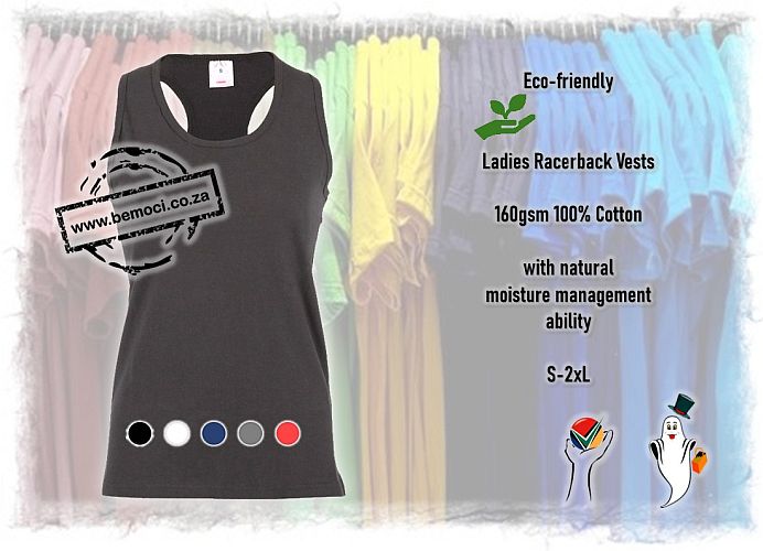 Ladies Raceback Vests, 160gsm Cotton